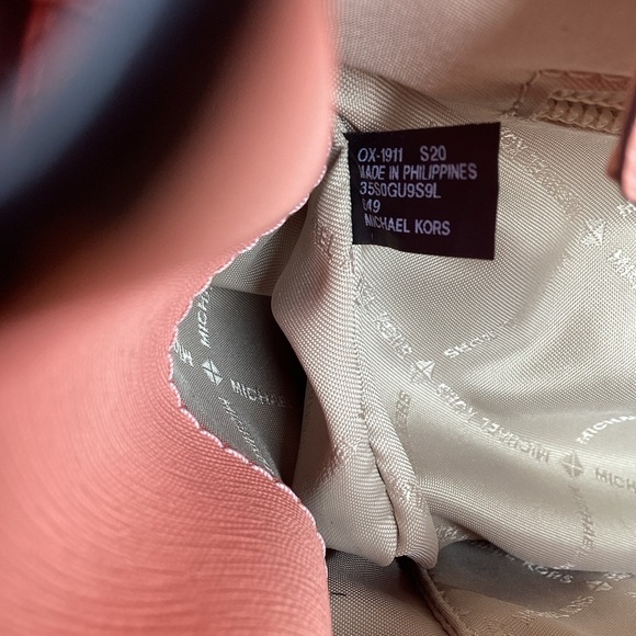 MICHAEL KORS CORAL PINK BAG WALLET CROSSBODY SET RAYNE STUDDED SAFFIANO LEATHER - Picture 12 of 16